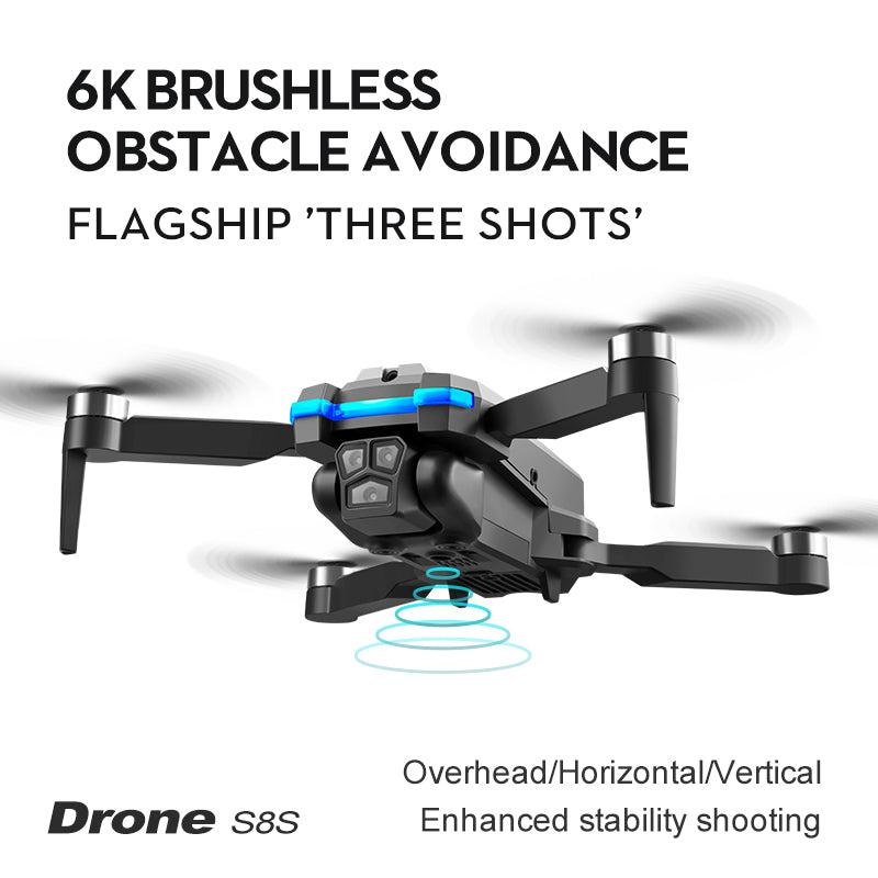 S8S Brushless Aerial Photography Drone – Triple Camera, Optical Flow Obstacle Avoidance RC Quadcopter Toy for Cross-Border