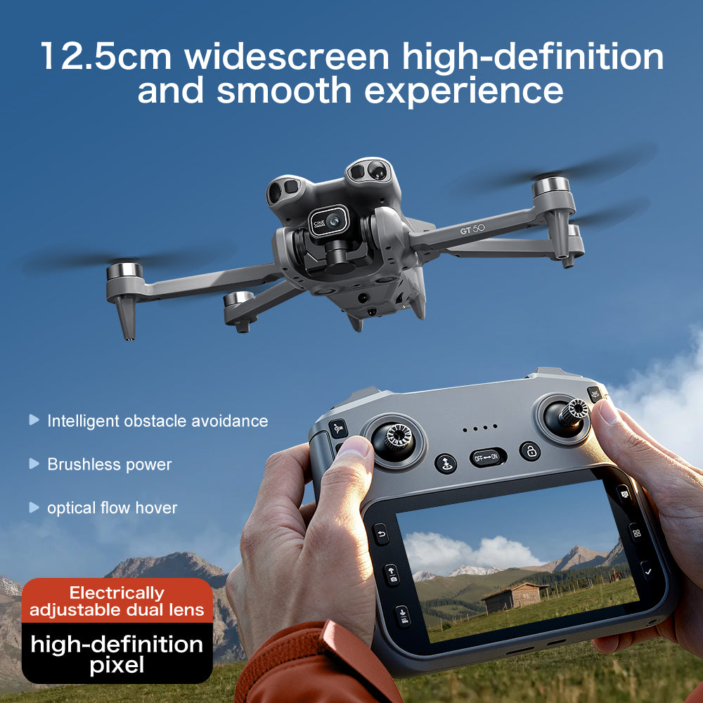 GT50 Drone with Screen Remote Control, HD Aerial Photography, Brushless Motor, Obstacle Avoidance & ESC Quadcopter Toy Aircraft