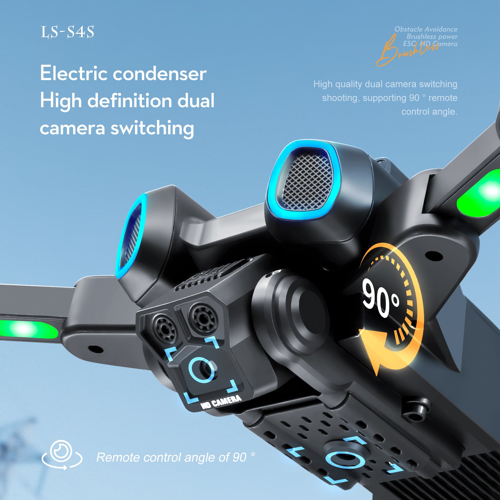 S4S Brushless Aerial Photography Drone – ECS Camera, Optical Flow Positioning, Obstacle Avoidance & LED Lights RC Quadcopter