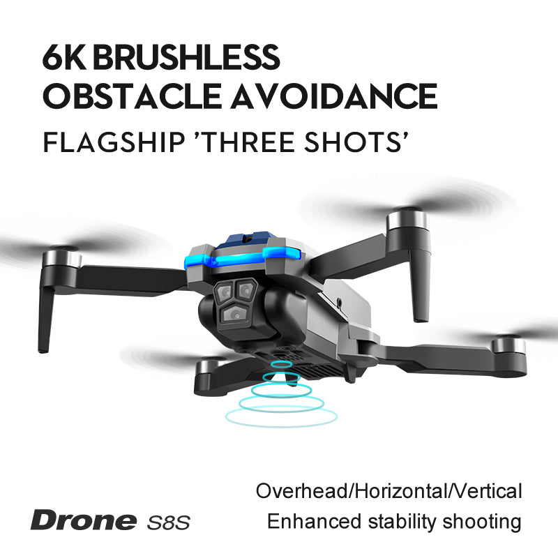 S8S Brushless Aerial Photography Drone – Triple Camera, Optical Flow Obstacle Avoidance RC Quadcopter Toy for Cross-Border