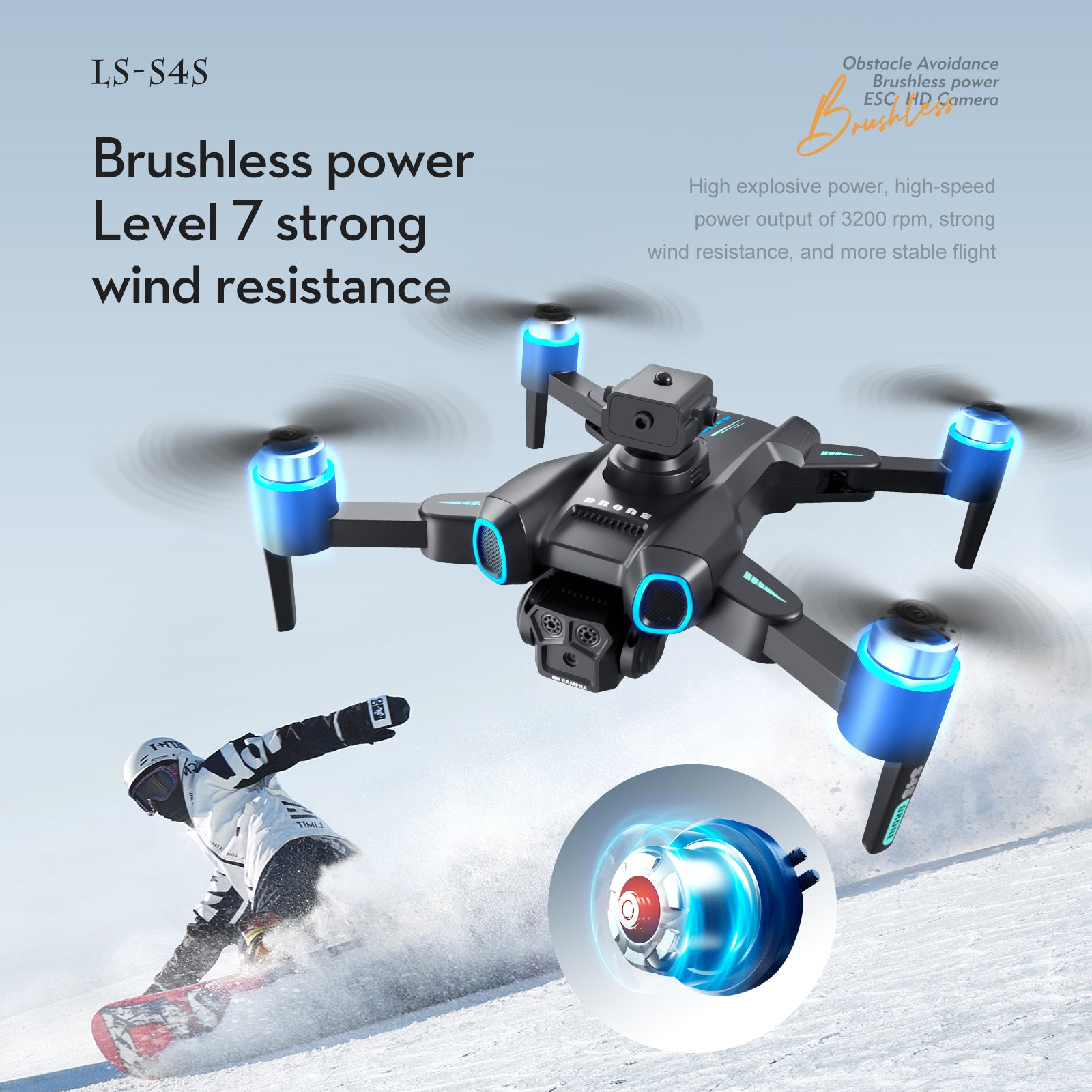 S4S Brushless Aerial Photography Drone – ECS Camera, Optical Flow Positioning, Obstacle Avoidance & LED Lights RC Quadcopter