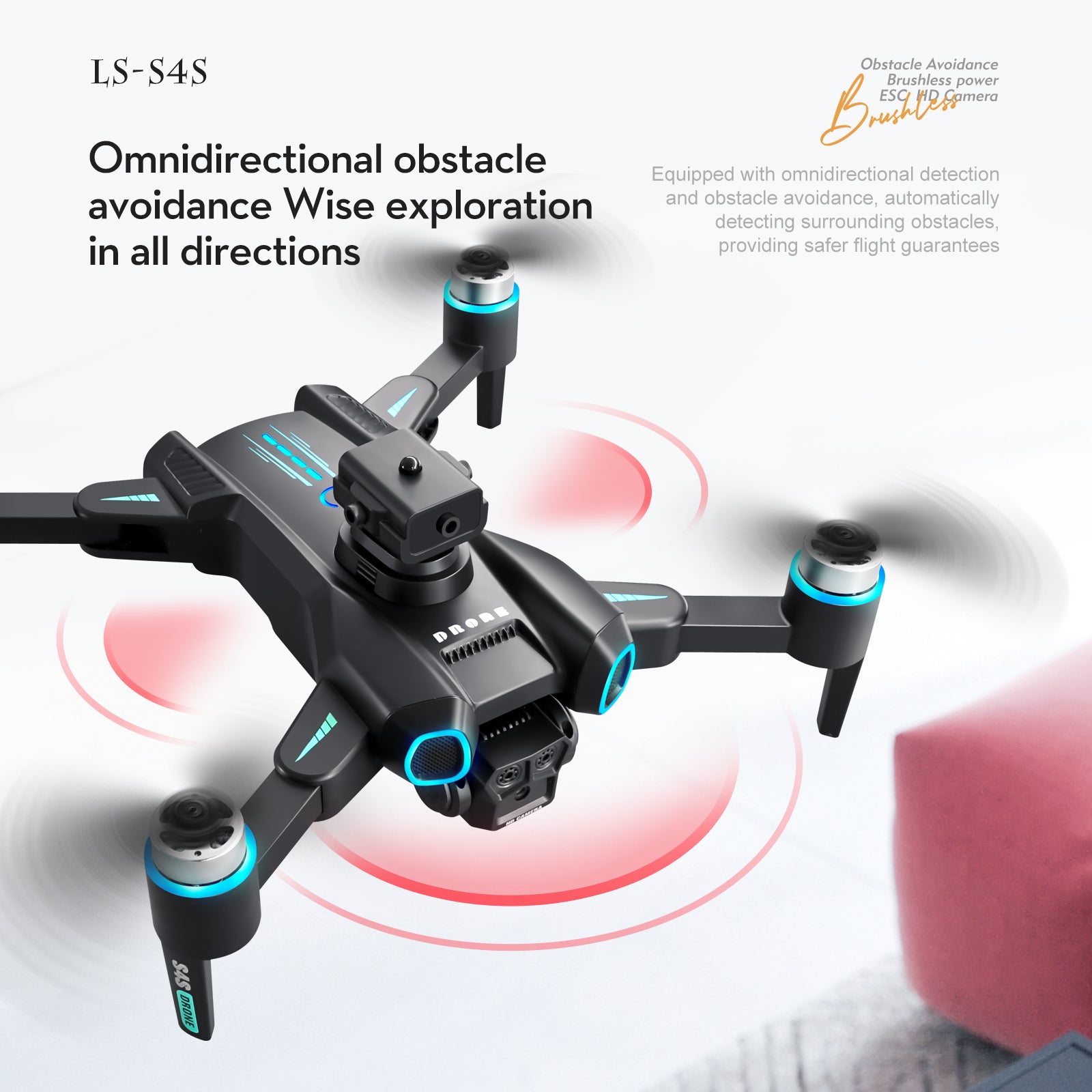S4S Brushless Aerial Photography Drone – ECS Camera, Optical Flow Positioning, Obstacle Avoidance & LED Lights RC Quadcopter