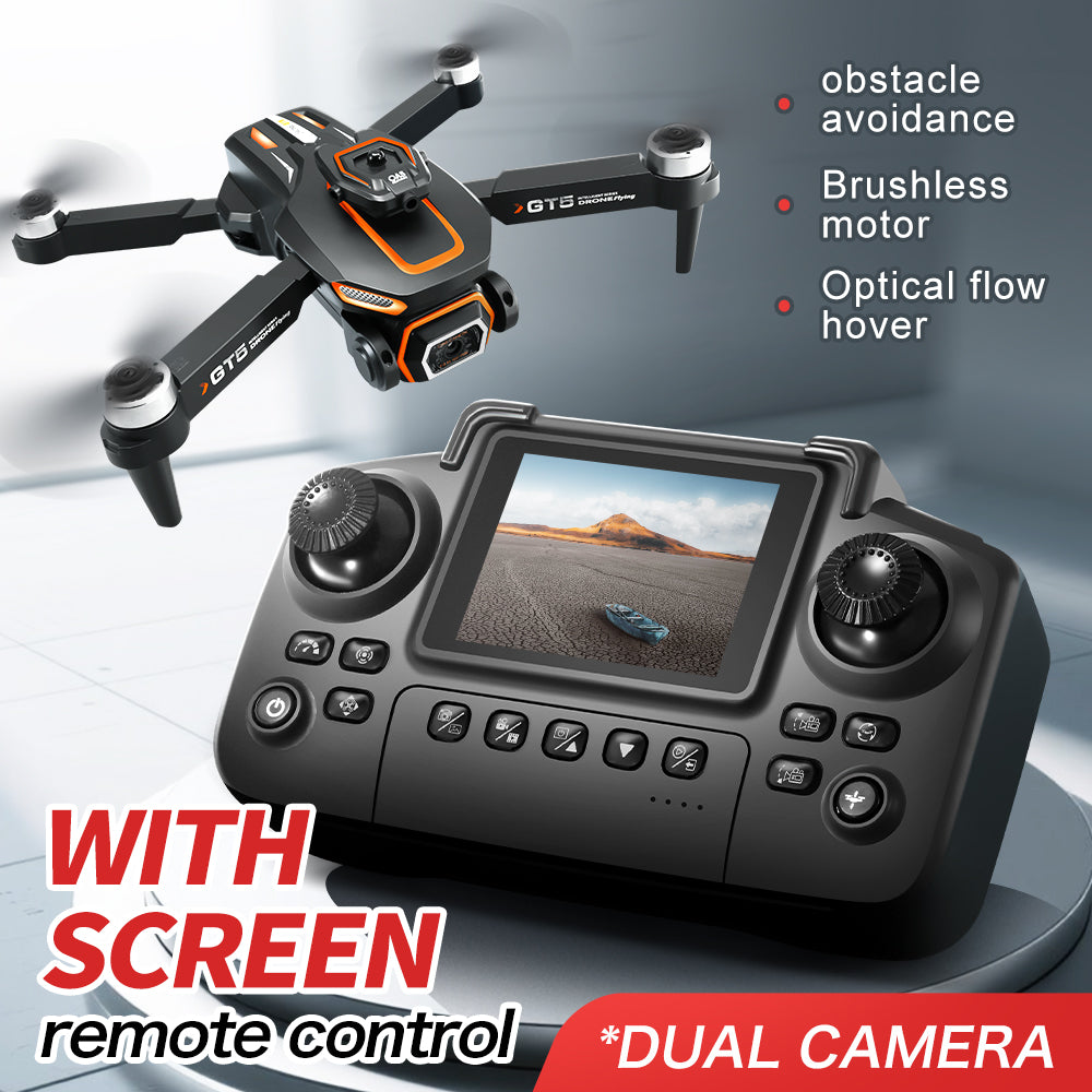 GT5 Brushless Aerial Photography Drone – Obstacle Avoidance Quadcopter with Optical Flow Positioning & Screen Remote Control Toy