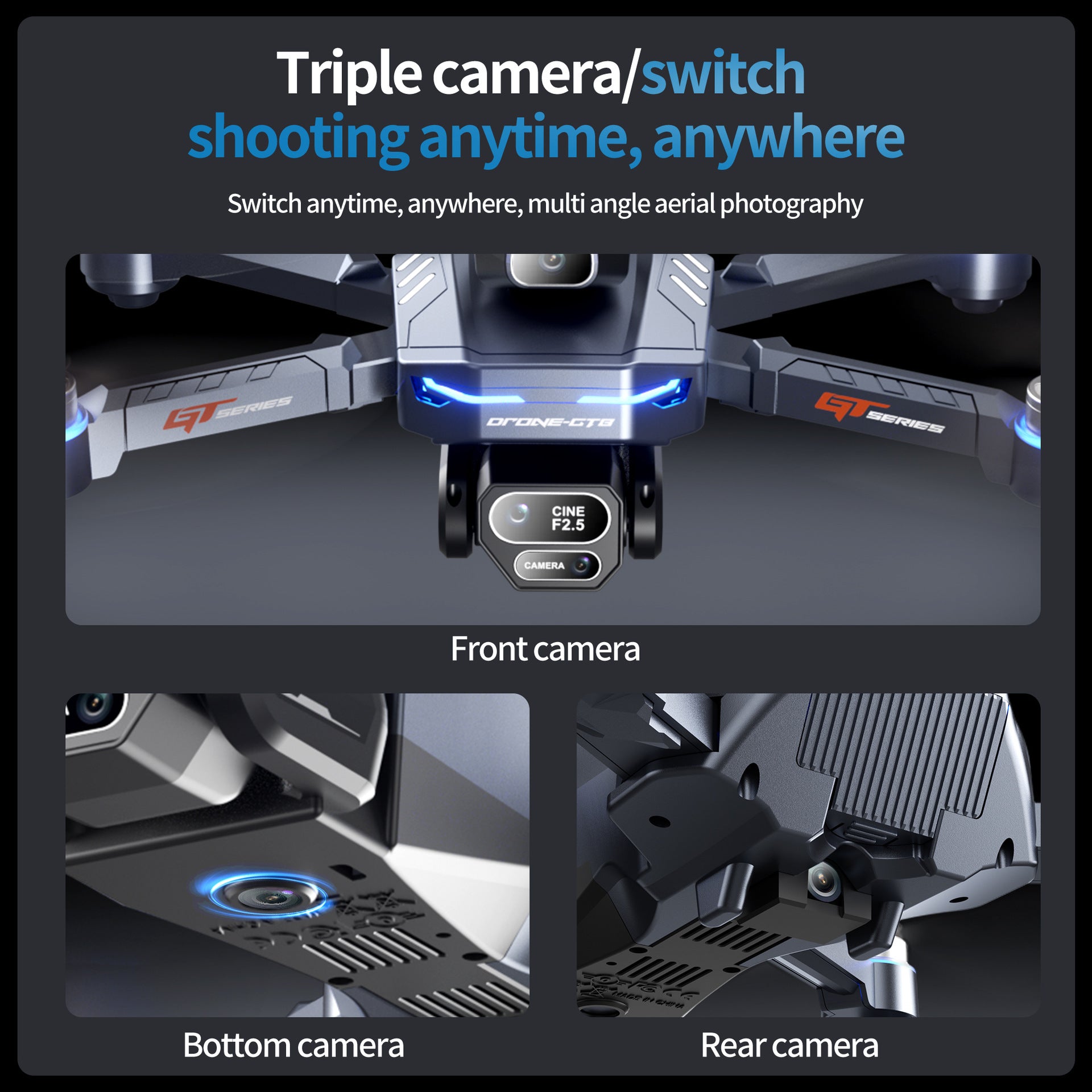 GT8 Drone with Screen Remote Control, HD Aerial Photography, Brushless Motor, Obstacle Avoidance, Quadcopter Toy Aircraft